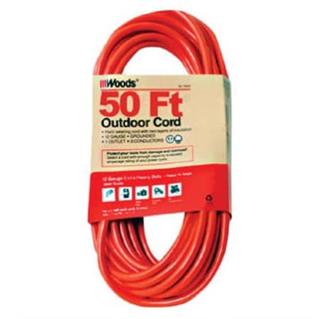 Southwire SJTW Extension Cord, 12 AWG, Outdoor, 12/3, 1 Outlets, Orange, 50 ft 860-529